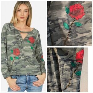 NWT Lauren Moshi Zahara Rose Camo sweatshirt